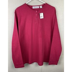 NEW Great Lakes Recreation Women’s Magenta Red Long Sleeve 1/2 Button Top Size L